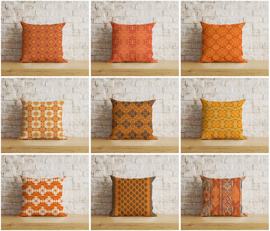 Kilim Cushion Cover Etnic Orange Rug Scatter Pillow Covers