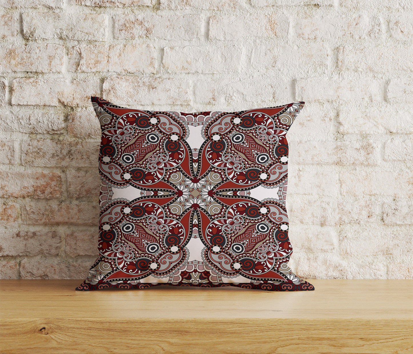 Paisley Bandana Cushion Cover Red & White Paisley Bandana