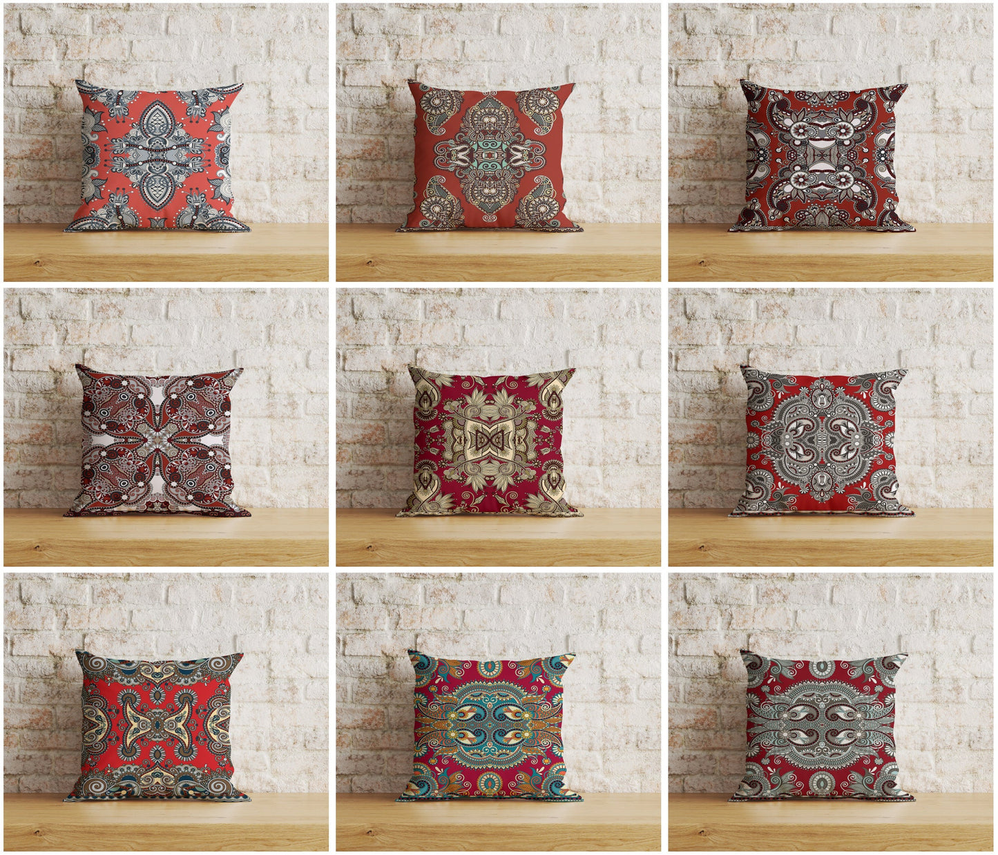 Paisley Bandana Cushion Cover Red & White Paisley Bandana