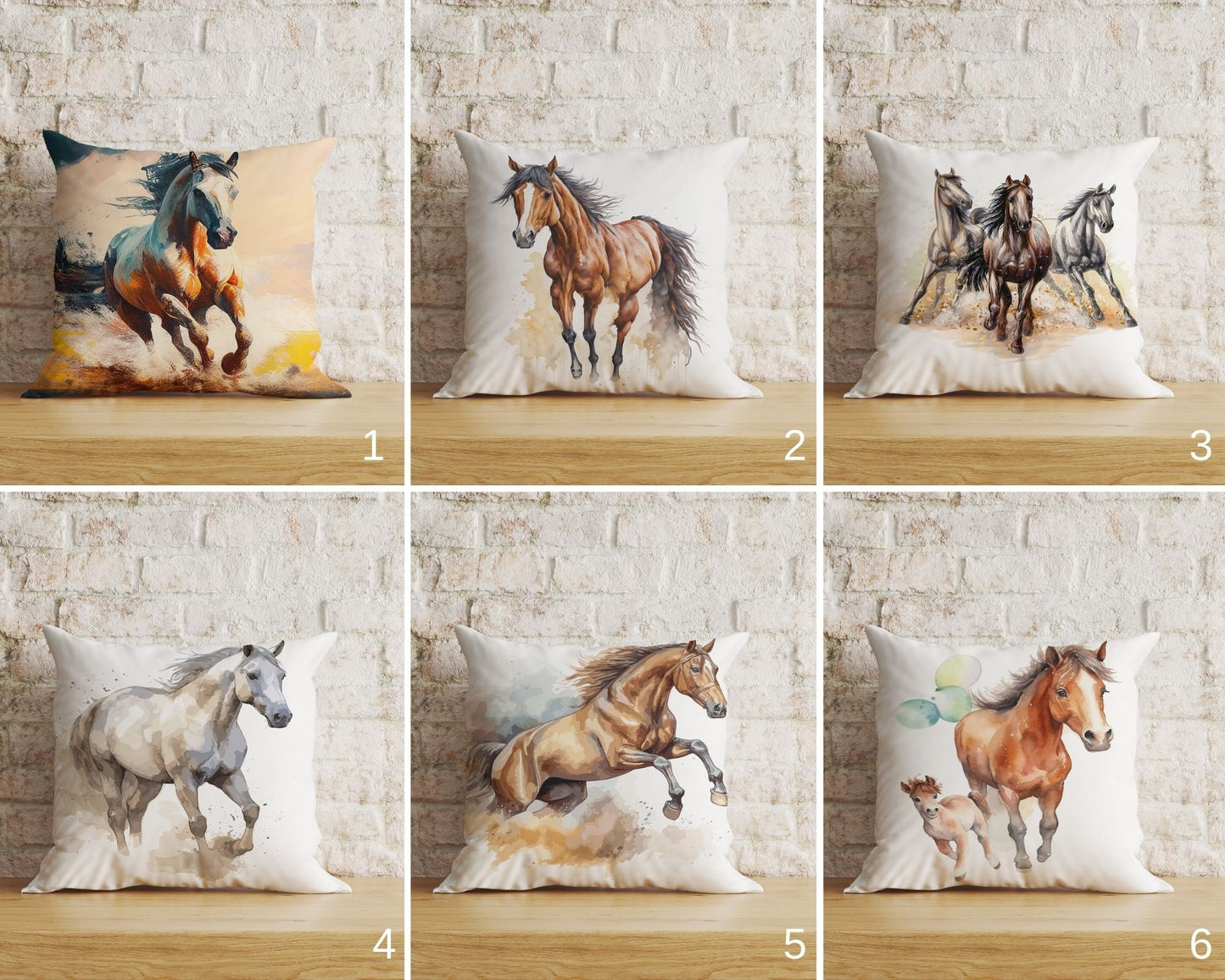 Horse Print Cushion Covers White Horse Pillow Covers