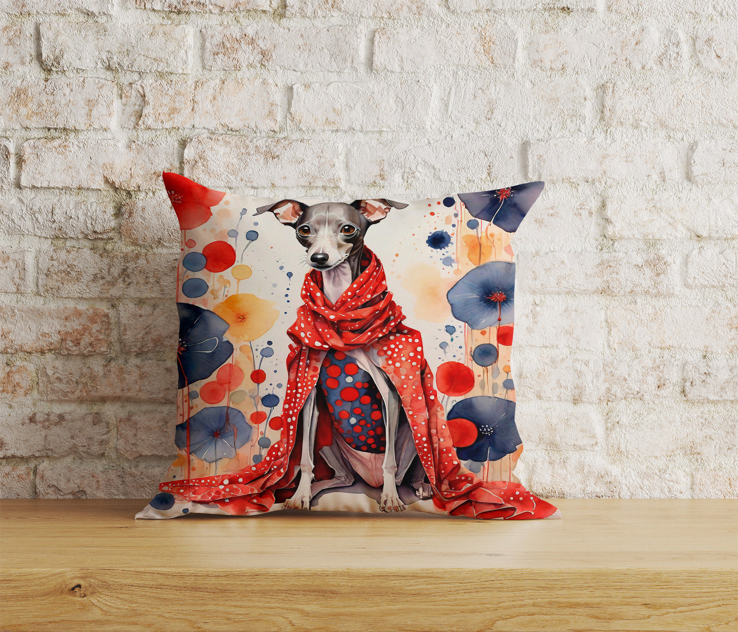 Watercolor Dog Abstract Dog in Clothes Cushion Cover