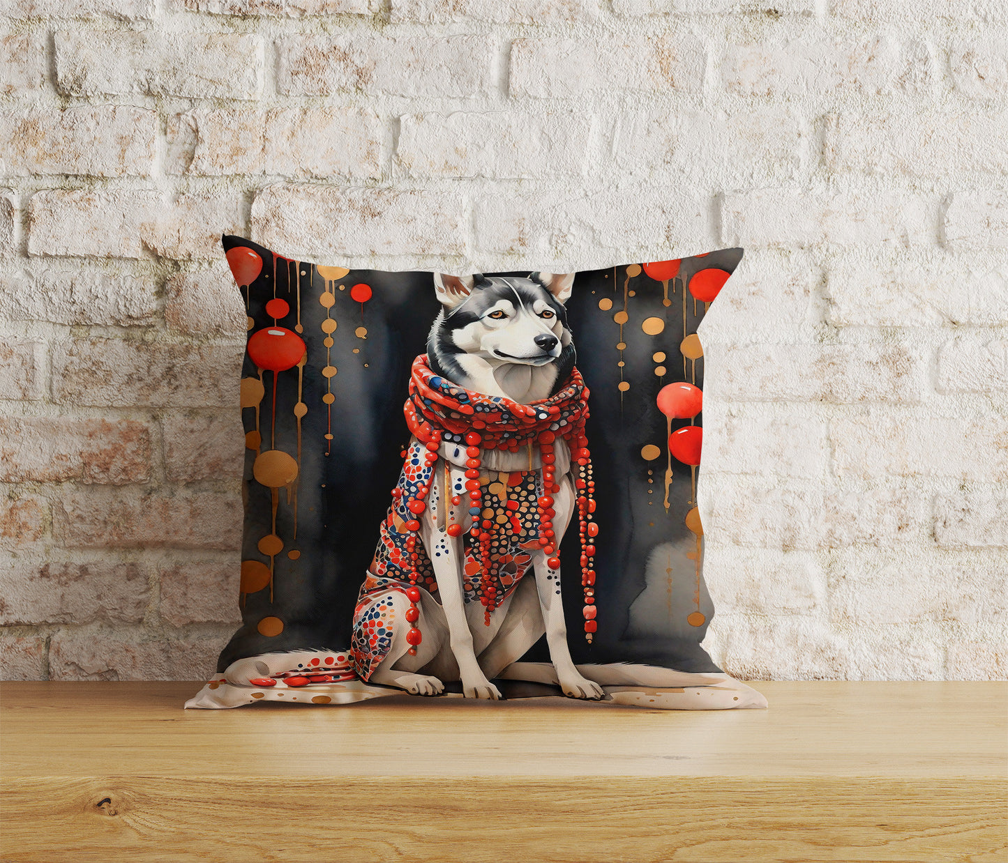 Watercolor Dog Abstract Dog in Clothes Cushion Cover