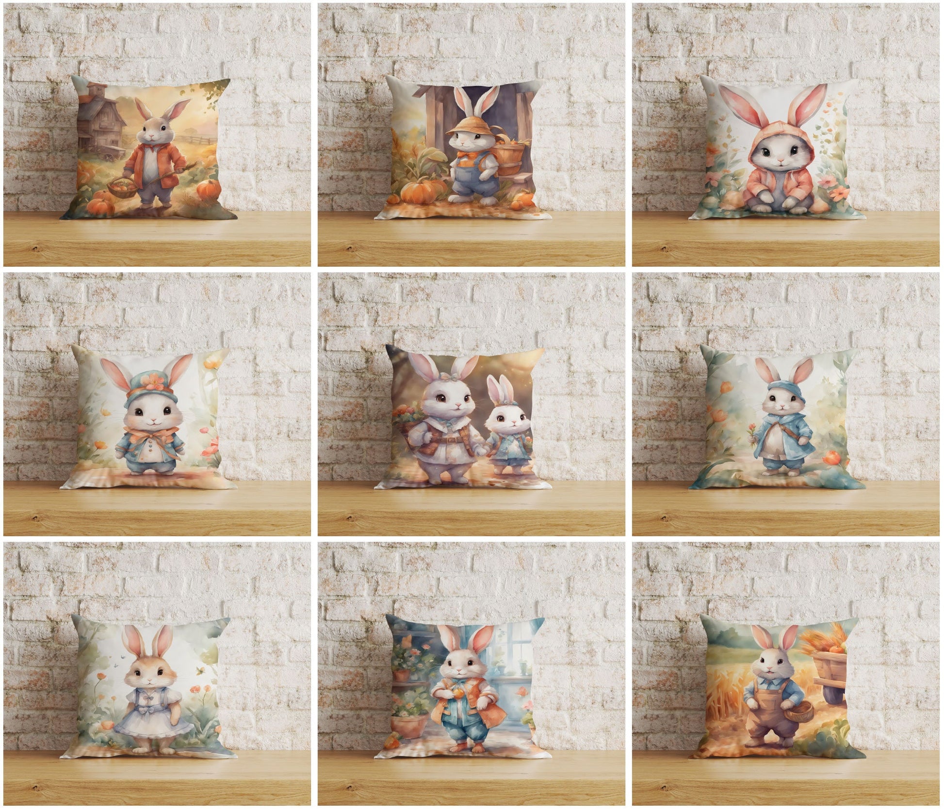 Bunny Rabbit Cushion Covers Bunny Vintage Pillow Sham