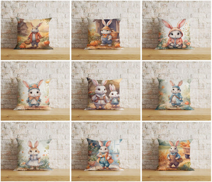 Bunny Rabbit Cushion Covers Bunny Vintage Pillow Sham