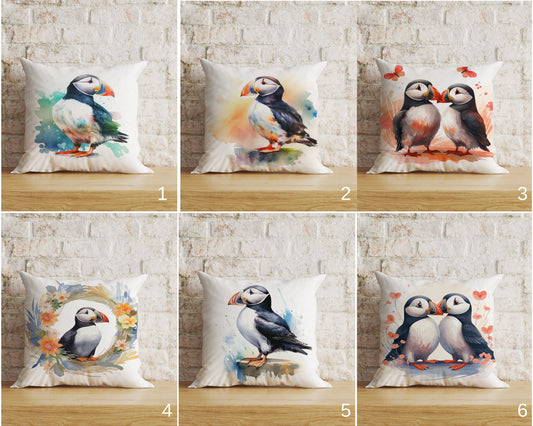 Love Puffin Cushion Covers Nautical Marine Seabird Design