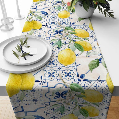 Lime Yellow Summer Fruit Dining Room Table Runner