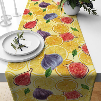 Fruit Fig Table Runner Green Winter Kitchen Table Clouth