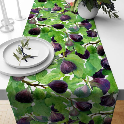 Fruit Fig Table Runner Green Winter Kitchen Table Clouth