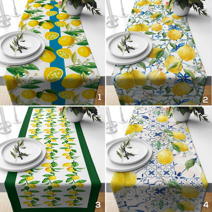 Lime Yellow Summer Fruit Dining Room Table Runner