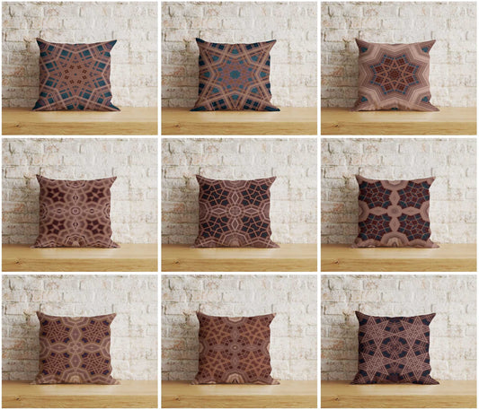 Geometric Cushion Covers Ethnic Pillow Case Brown Abstract