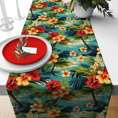 Floral Table Runners Parrot Tablecloth Blue Bead For Kitchen