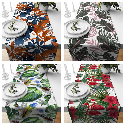 Green Plants Table Runner Floral Table Cloth Summer Trend