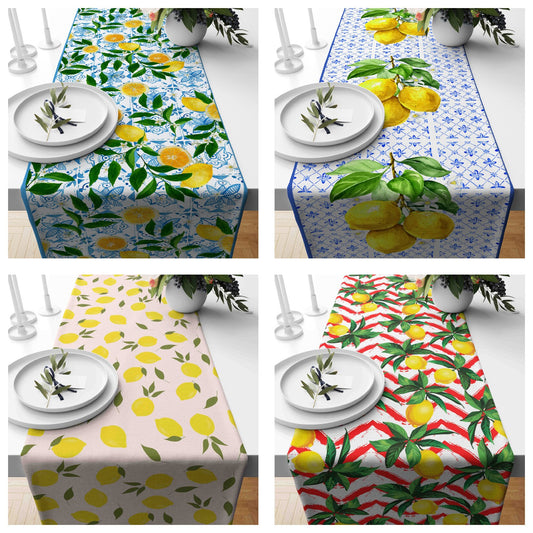 Lemon Citrus Lime Print Dining Decor Table Runner