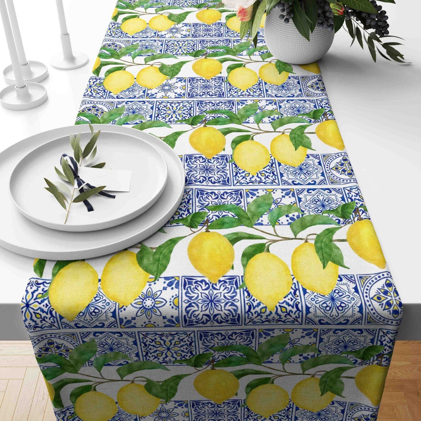 Lemon Table Cloth Fruit Table Runner Slice Lemon Runner