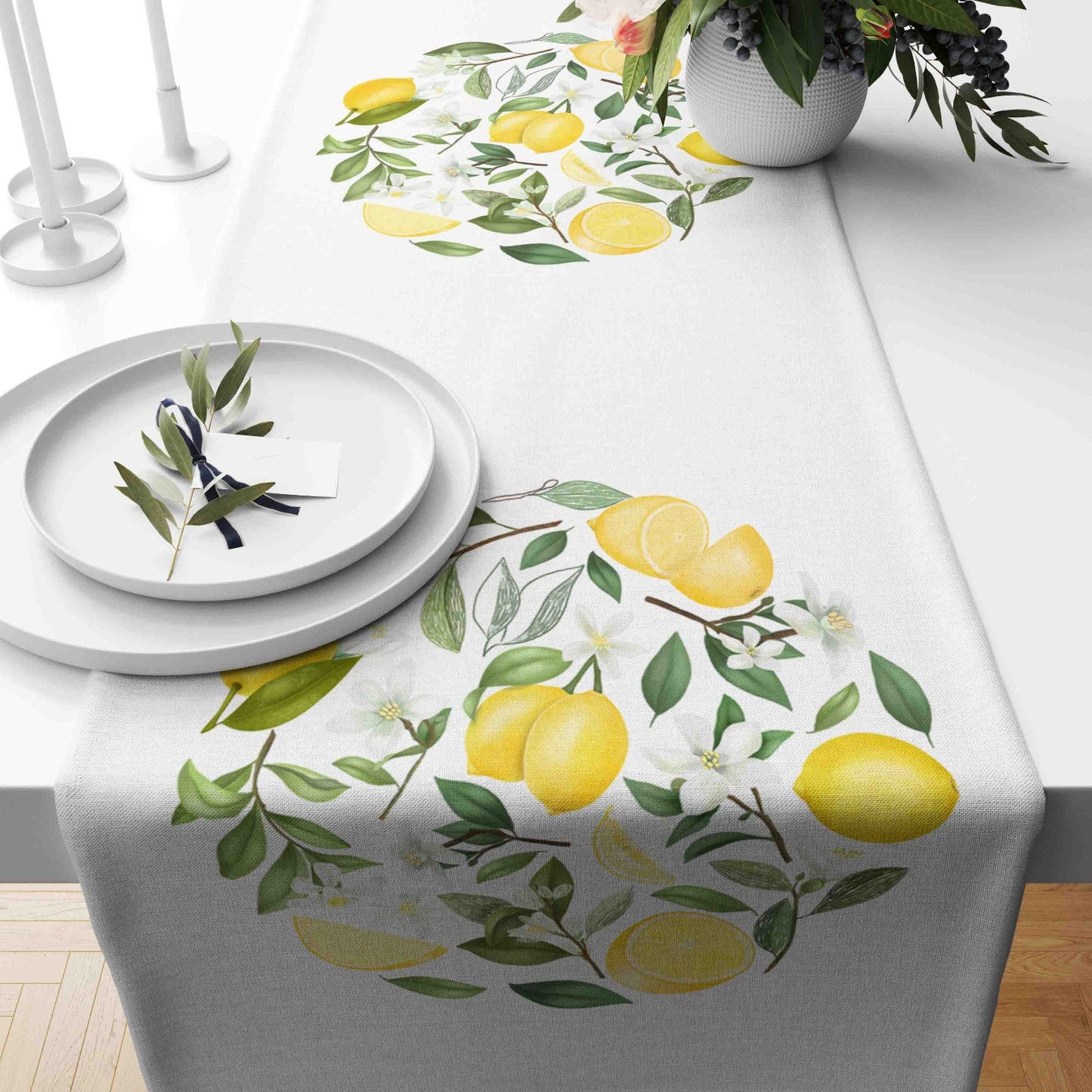 Lemon Table Cloth Fruit Table Runner Slice Lemon Runner