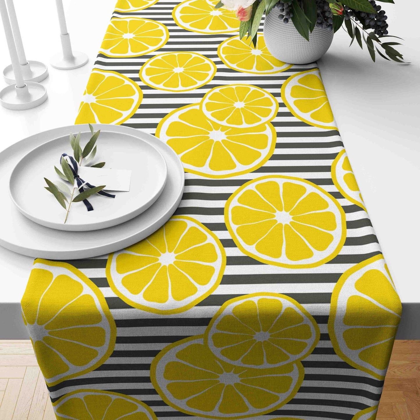 Lemon Table Cloth Fruit Table Runner Slice Lemon Runner