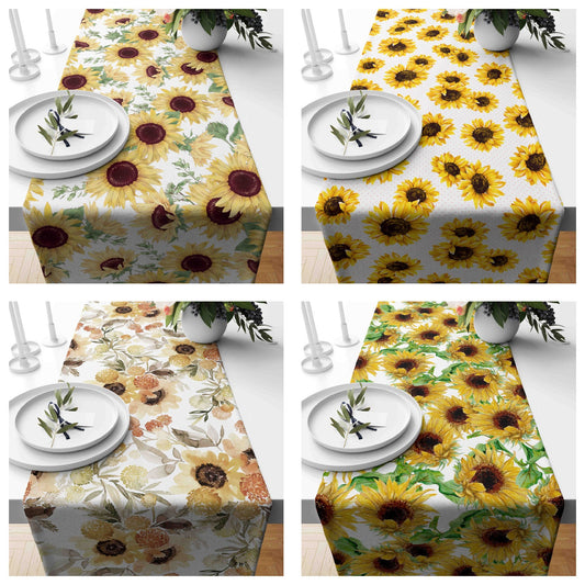 Sunflower Yellow Farmhouse Print Table Runner