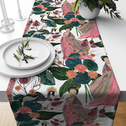 Zebra & Elephant Table Cloth Japonese Woman Table Runner