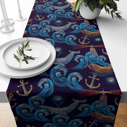 Green Leaves Table Runner Rectangle Kitchen Runner Tropical