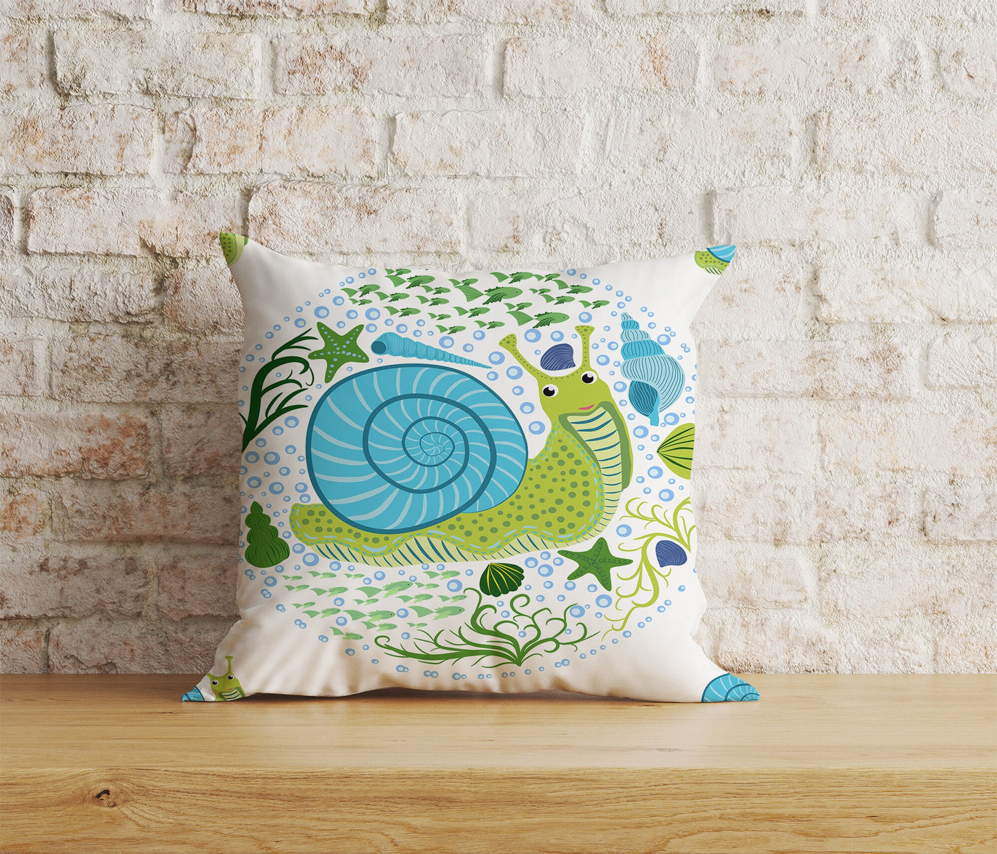 Green Snail Cushion Cover Square Pillow Cover Bug Pillows