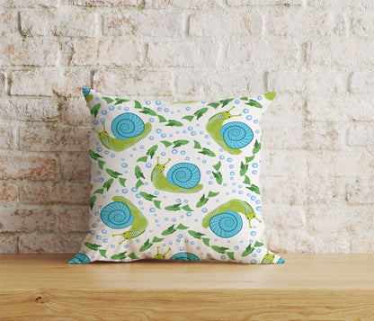 Green Snail Cushion Cover Square Pillow Cover Bug Pillows