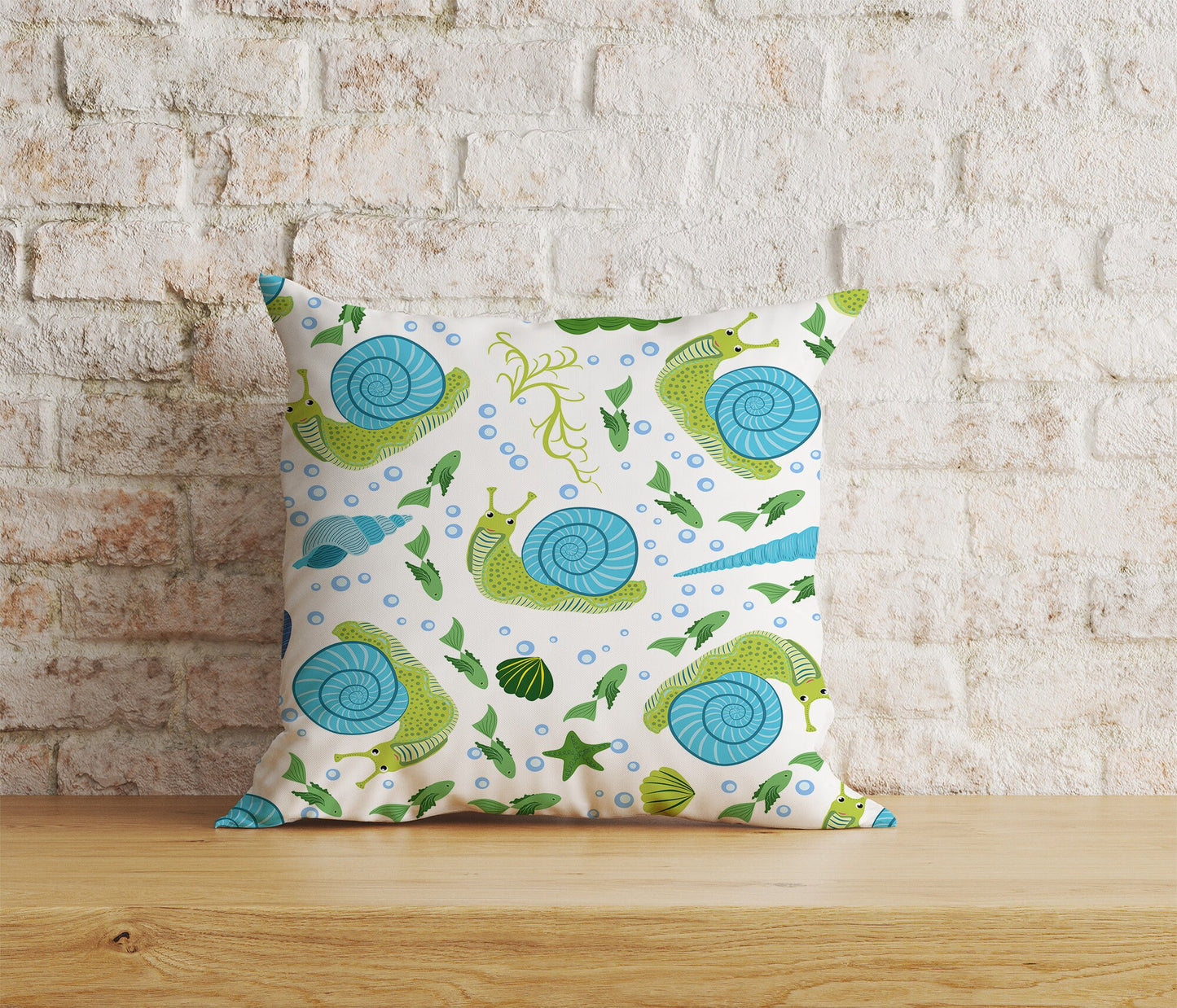 Green Snail Cushion Cover Square Pillow Cover Bug Pillows