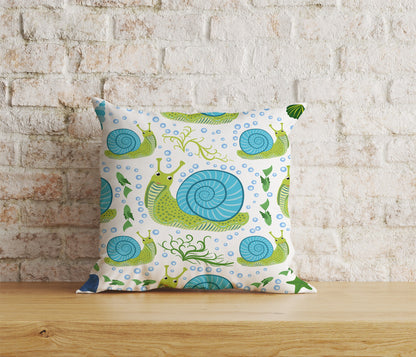 Green Snail Cushion Cover Square Pillow Cover Bug Pillows