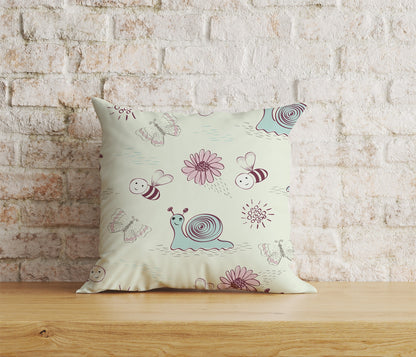 Snail Floral Cushion Cover Bug Scatter Cushions Euro Sham