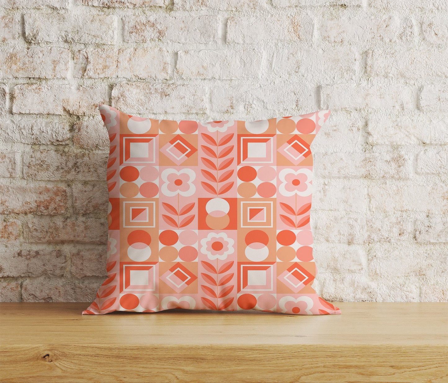 Scandinavian Pink & Orange Cushions  Cover Square Case