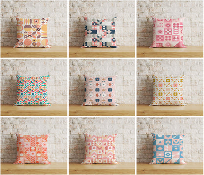 Scandinavian Pink & Orange Cushions  Cover Square Case