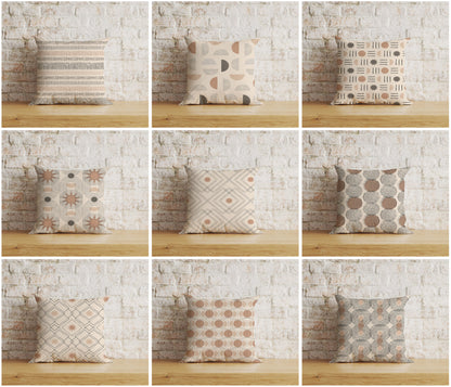 Abstract Boho Cushion Cover Drawn Boho Geometric Pillowcase