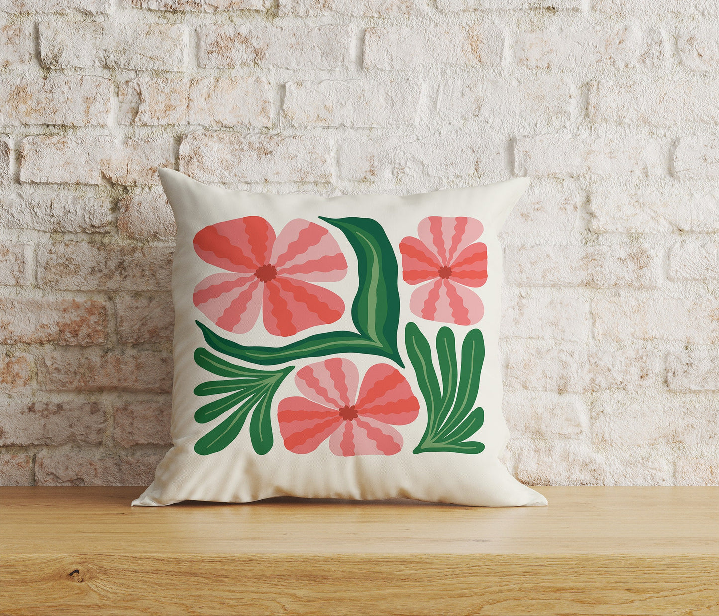 Wildflowers Abstract Floral Monstera Leaves Cushion Cover