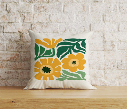 Wildflowers Abstract Floral Monstera Leaves Cushion Cover