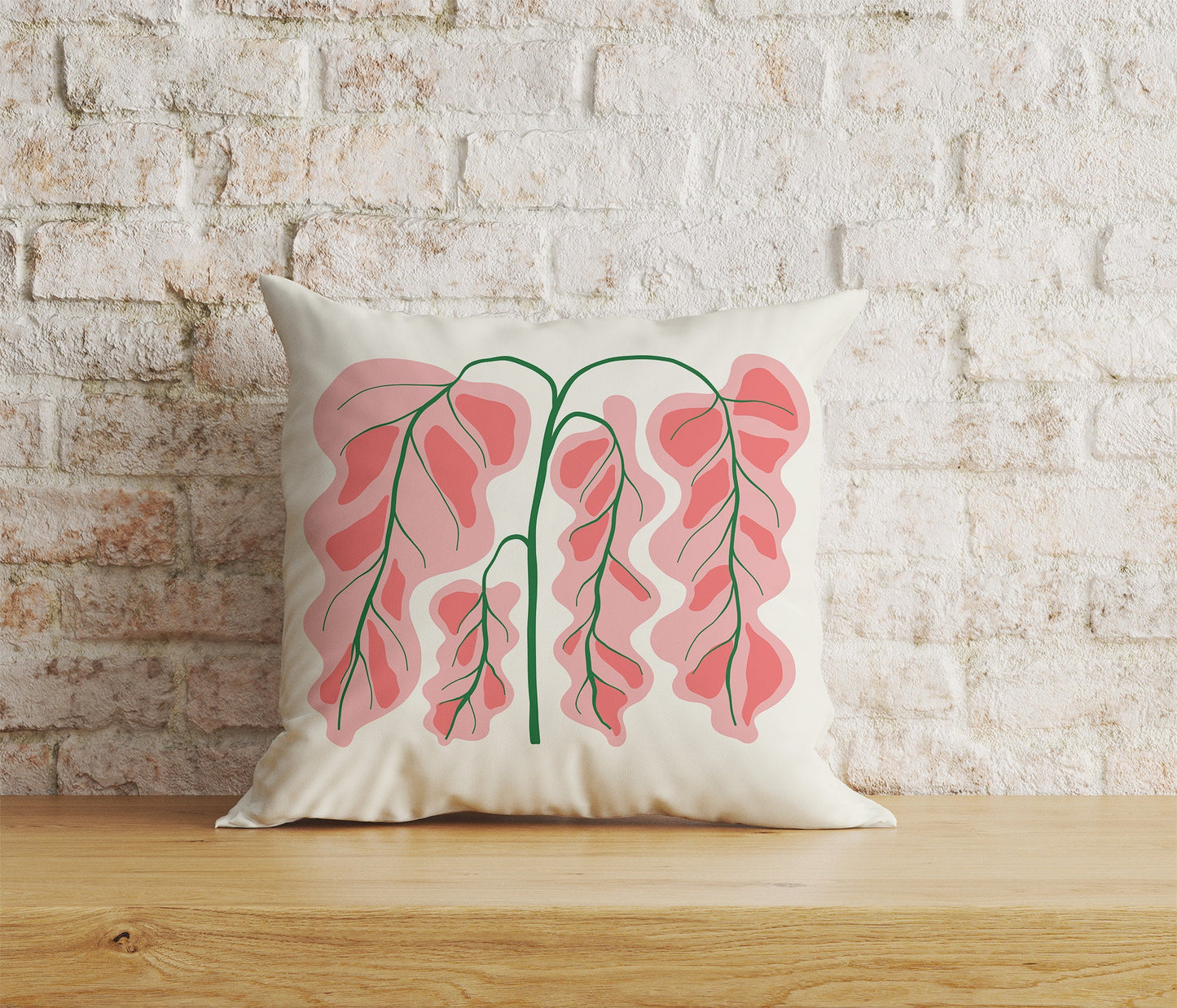 Wildflowers Abstract Floral Monstera Leaves Cushion Cover