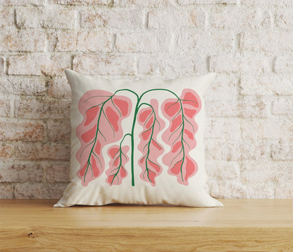 Wildflowers Abstract Floral Monstera Leaves Cushion Cover