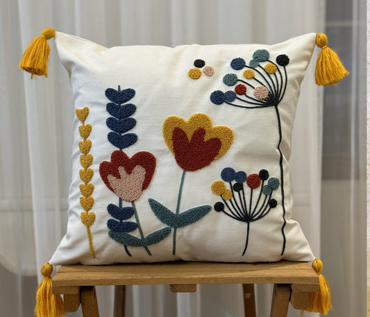 Tufted Punch Needle Pillow Cover Colorful Heart Balloon