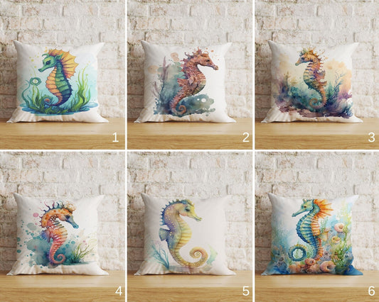 Seahorse Turquoise Cushion Cover Beach House Pillow Covers