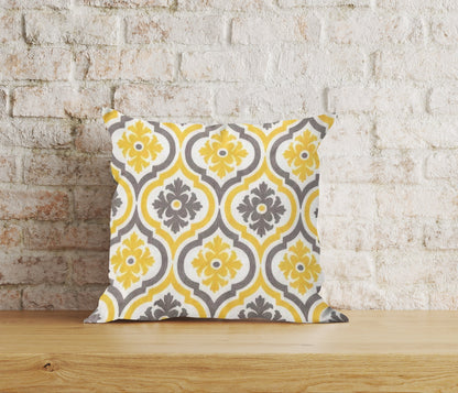 Yellow and Grey Abstract Honeycomb Cushion Covers