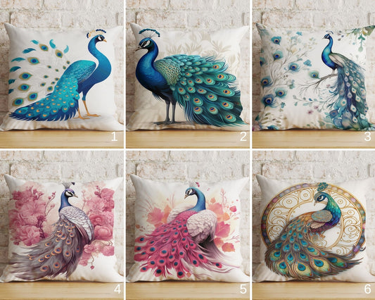 Peacock Pillow Cover Bird Feather Colorful Cushion Covers