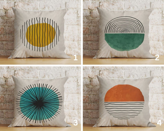 Trend Abstract Minimalist Stripe Circles Cushion Cover