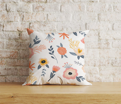 Floral Scandinavian Cushion Cover Spring Square Pillow Cover