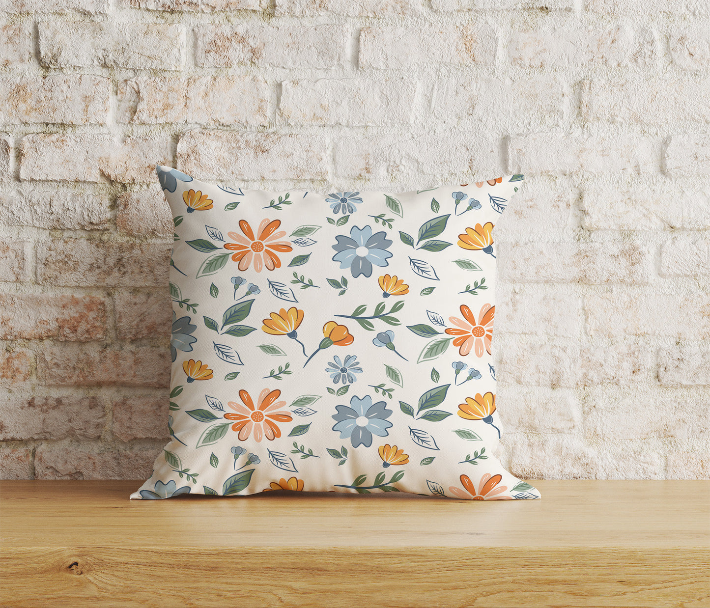 Floral Scandinavian Cushion Cover Spring Square Pillow Cover