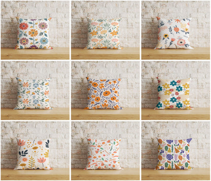 Floral Scandinavian Cushion Cover Spring Square Pillow Cover