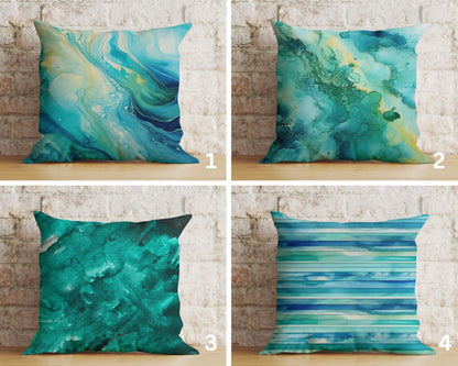 Turquoise Vivid Blue Abstract Home Decor Cushion Cover