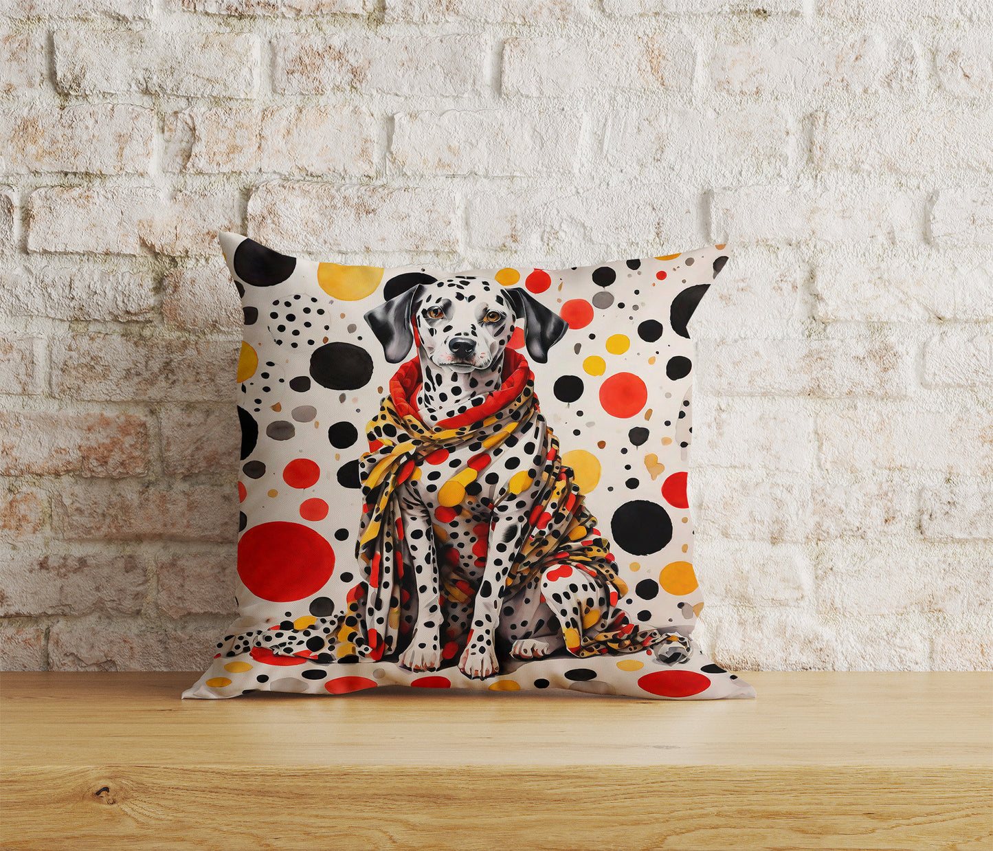 Watercolor Dog Abstract Dog in Clothes Cushion Cover