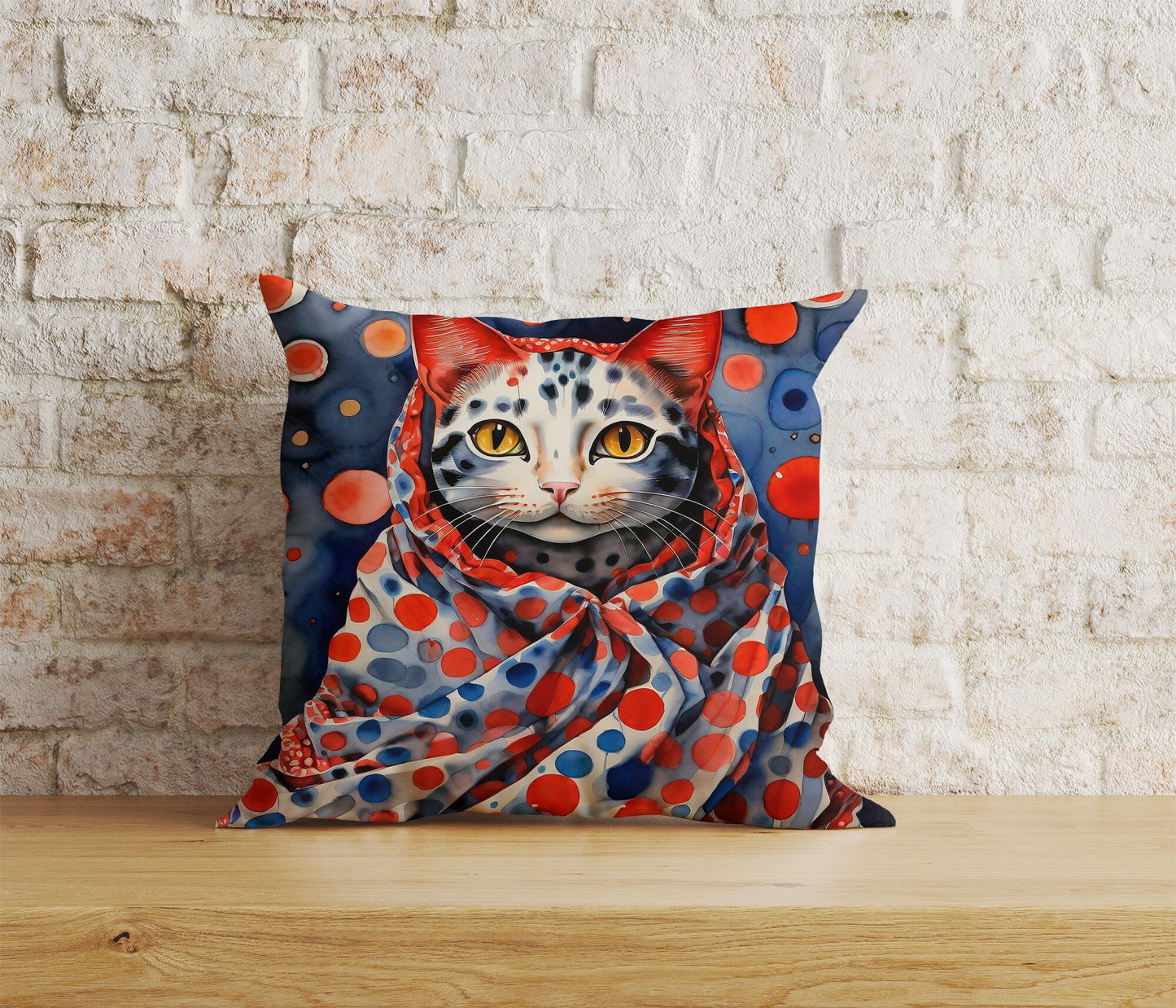 Watercolor Abstract Cat  in Clothes Cushion Covers