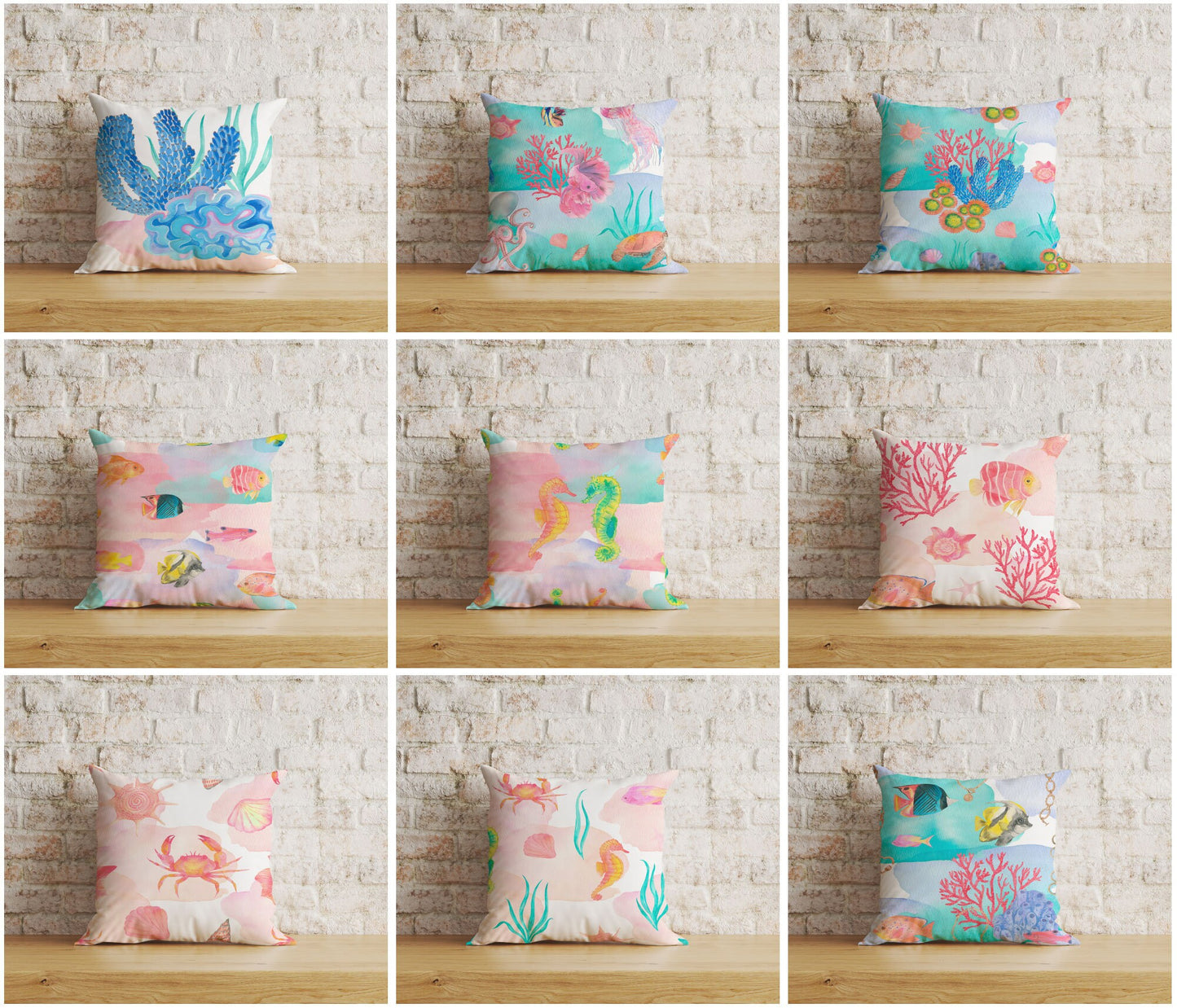 Nautical Cushion Covers Under Ocean Wildlife Scatter Cushion