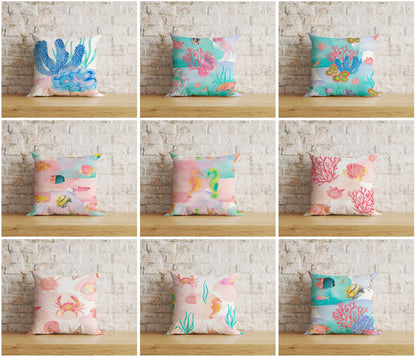 Nautical Cushion Covers Under Ocean Wildlife Scatter Cushion