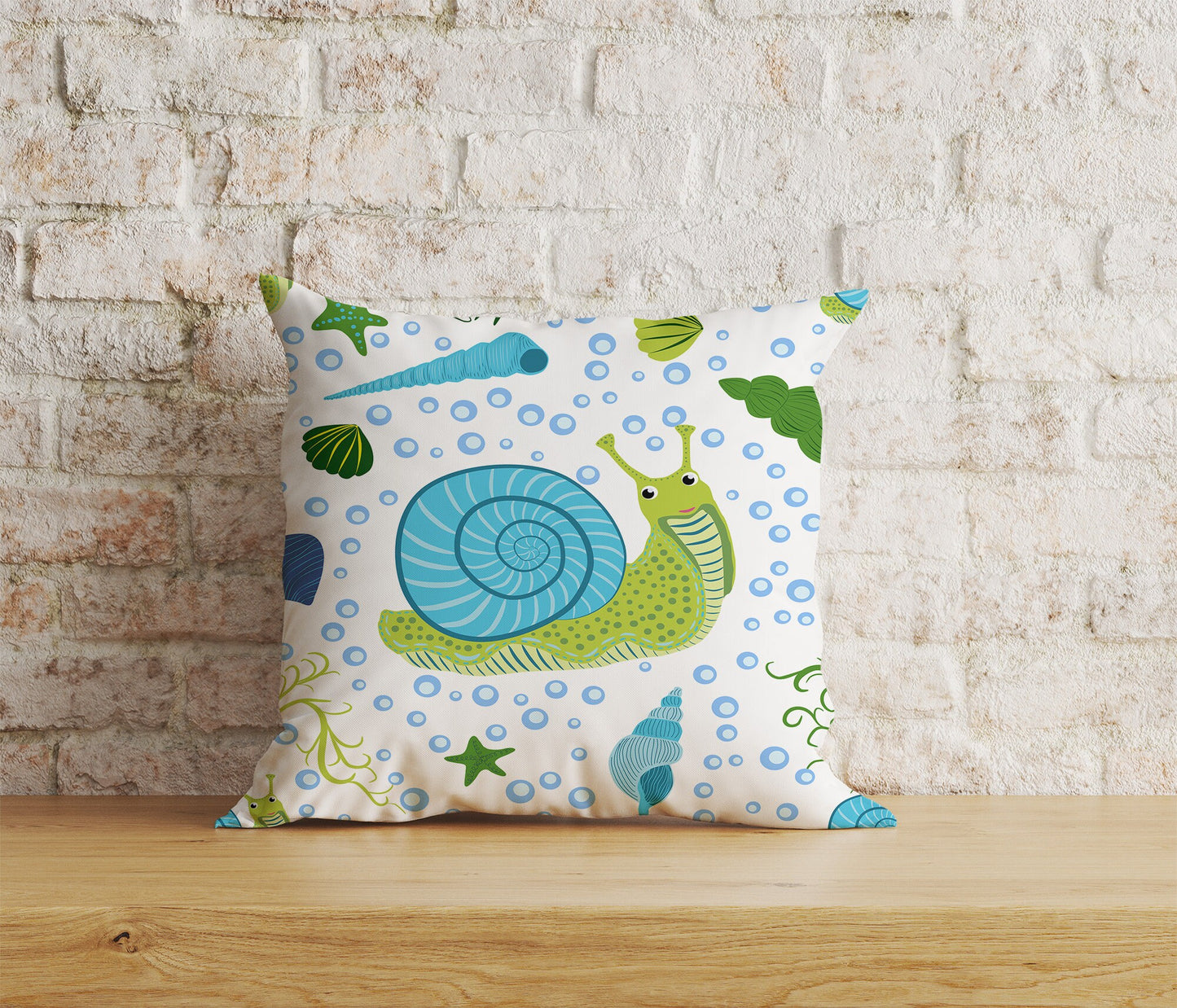 Green Snail Cushion Cover Square Pillow Cover Bug Pillows