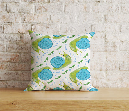 Green Snail Cushion Cover Square Pillow Cover Bug Pillows